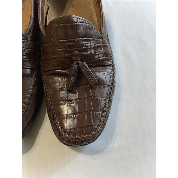 Florsheim Men’s Dressy Loafers Sz 9.5 M Brown Leather Faux Gator Business Formal - Picture 9 of 12